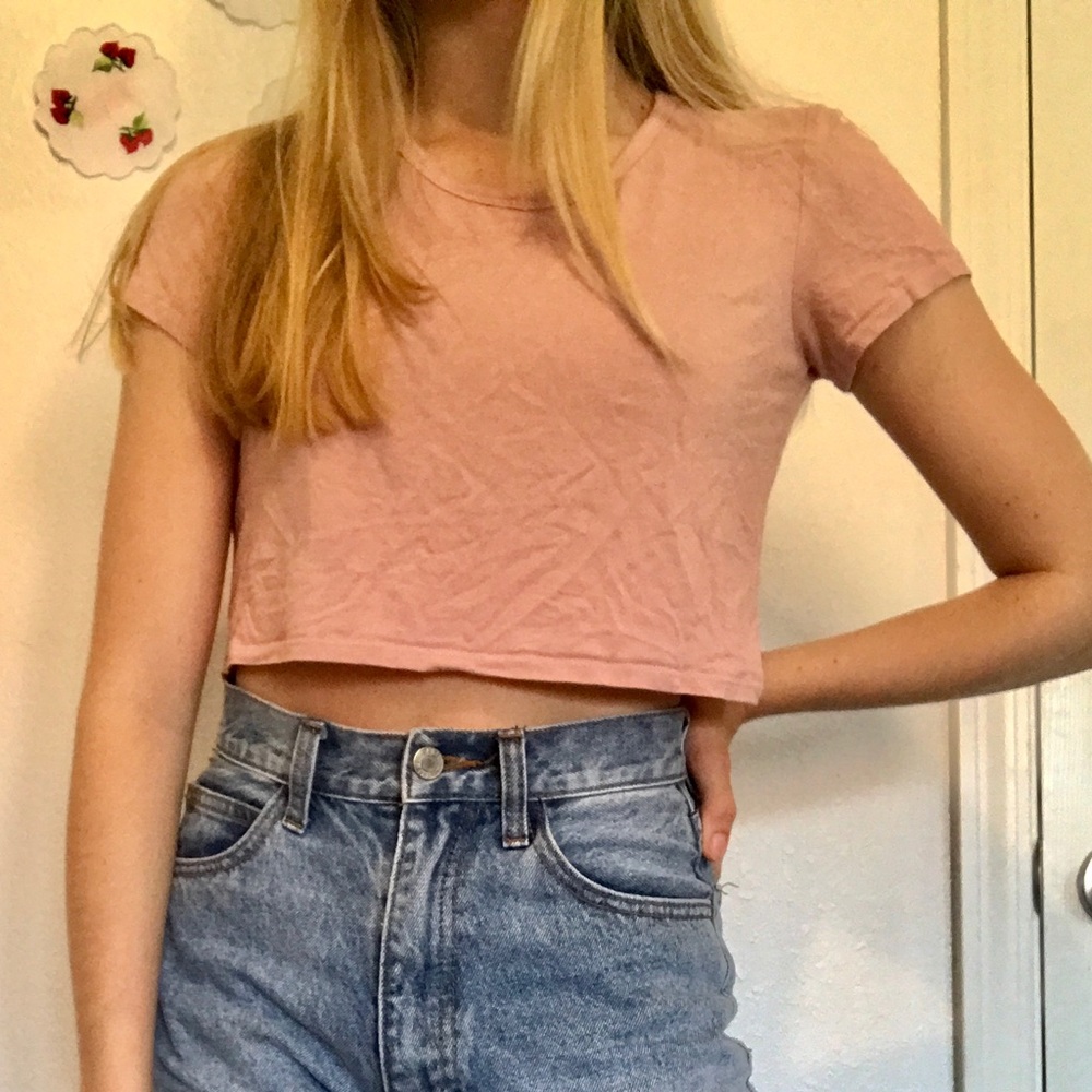 Cropped rose color top.
